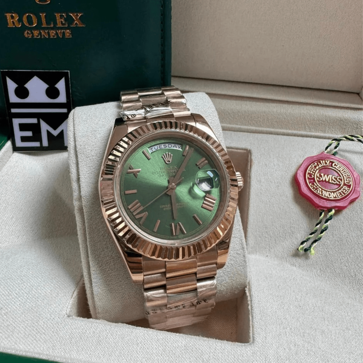 Rolex Day-Date 40 – Green Dial with Roman Numerals B
