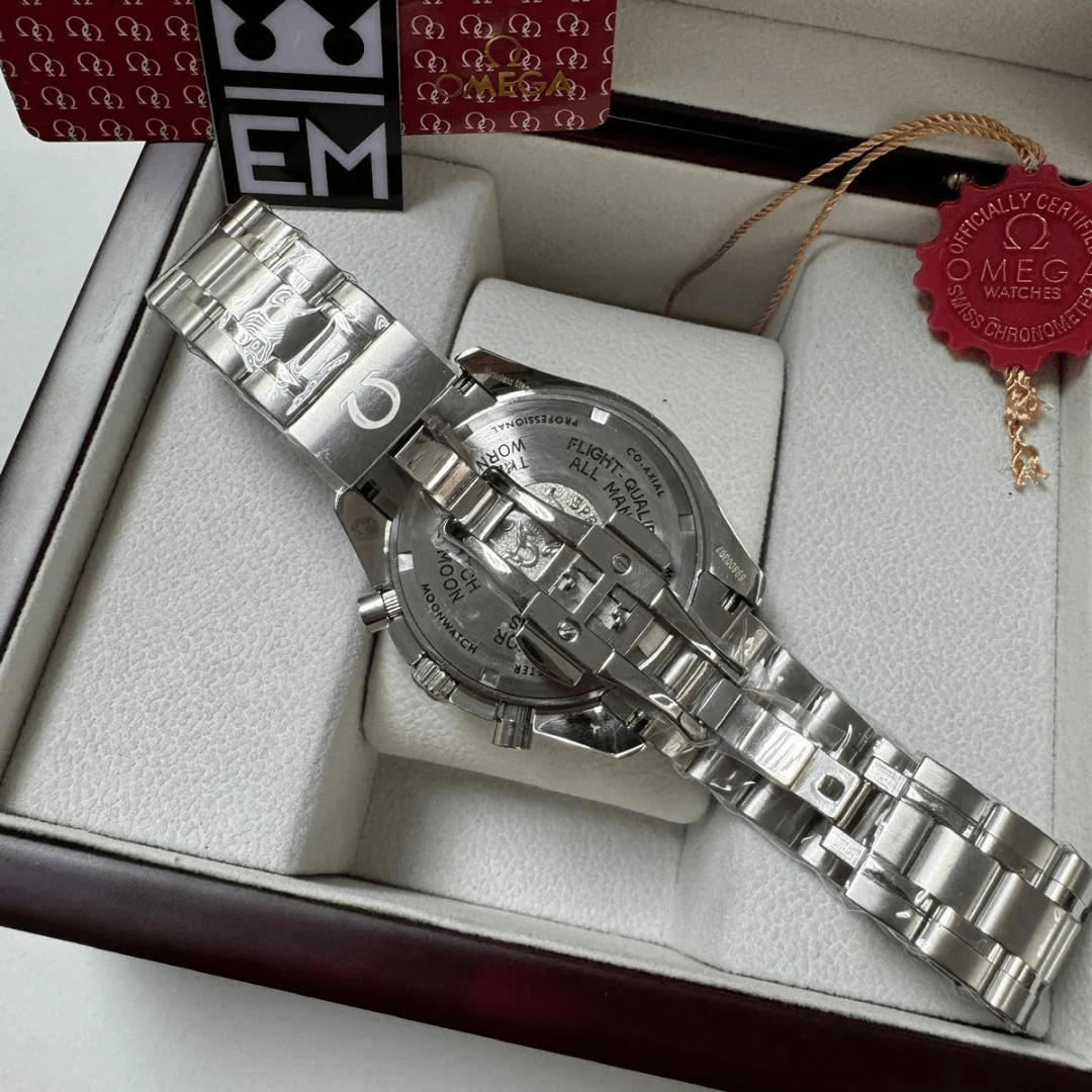 Omega Speedmaster Co-Axial White/Black – 42 mm Leather Strap